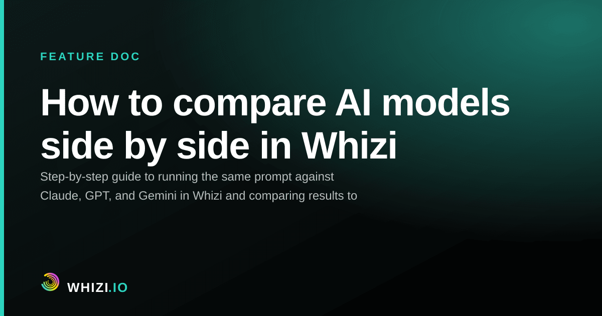 How to compare AI models side by side in Whizi