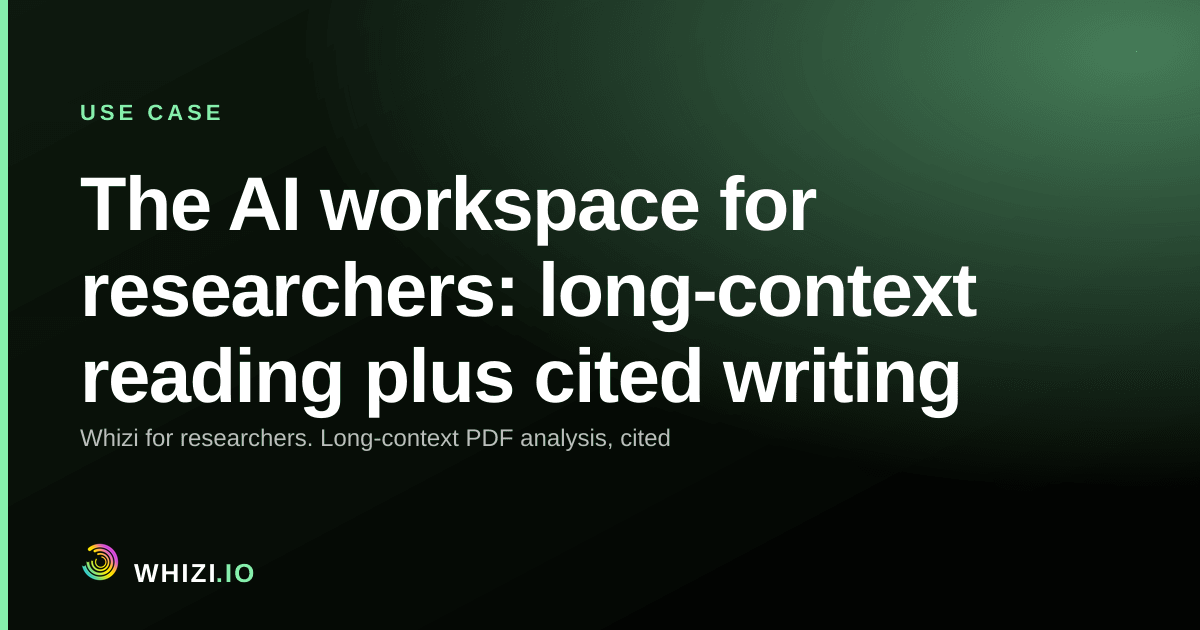 The AI workspace for researchers: long-context reading plus cited writing