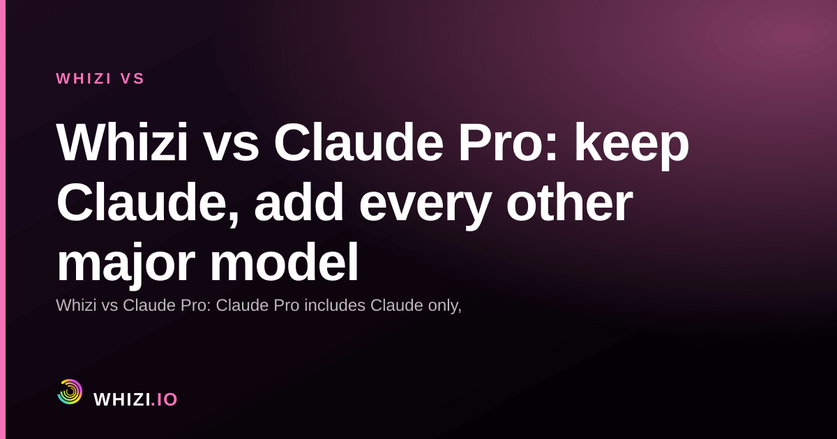 Whizi vs Claude Pro: keep Claude, add every other major model