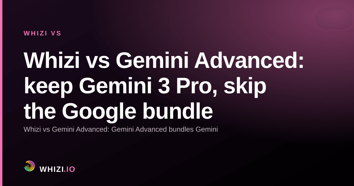 Whizi vs Gemini Advanced: keep Gemini 3 Pro, skip the Google bundle